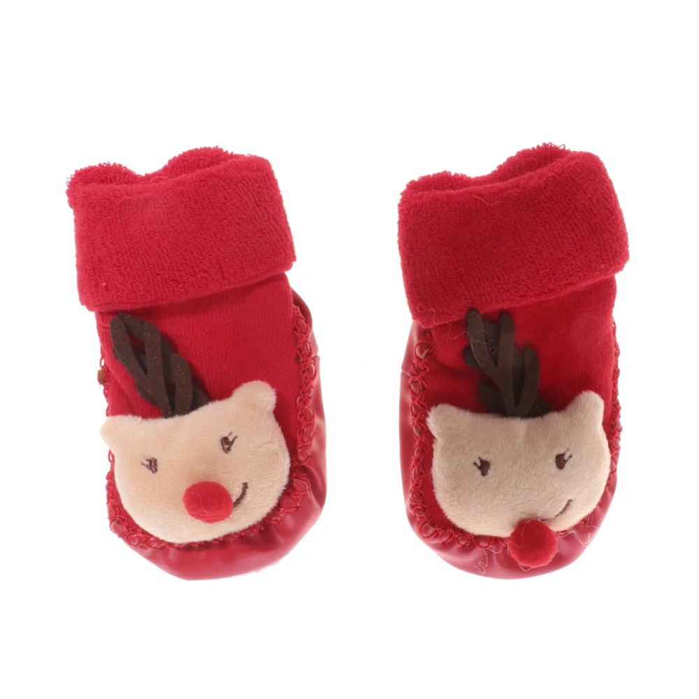 1 Pair Baby Christmas Stocking Lovely Cartoon Anti-Slip Floor Shoes Baby's Christmas Stocking Autumn Winter Keep Warm Sock ( Brown Red Deer 12CM)