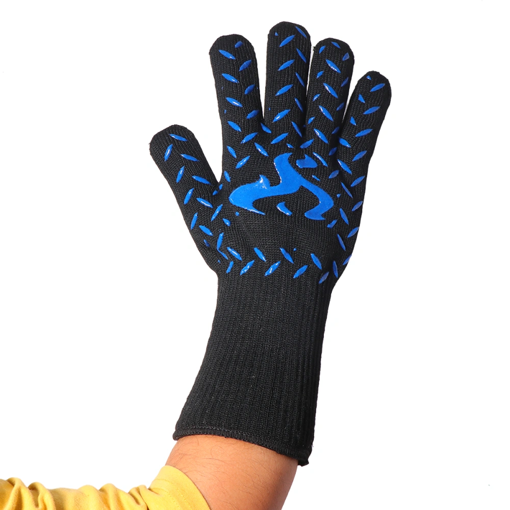 Microwave Oven Baking Heat Insulated Gloves Oven Mitt Pot Holder Kitchen Oven  Cooking Tools Flame Retardant No Yellowing Fire Prevention Mitt (Blue Glue Pattern)