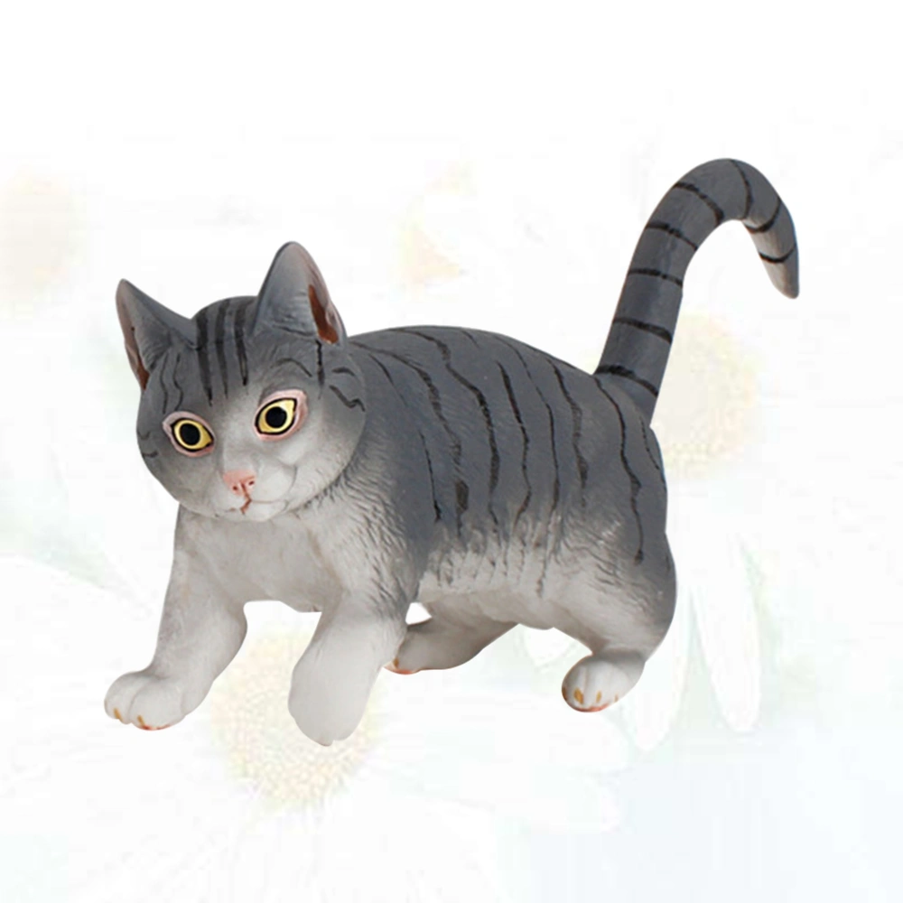 1Pc Imitation Solid Cat Model Animal Cat Static Adornment Creative Desktop Decoration for Home Office (Grey Cat Styling)