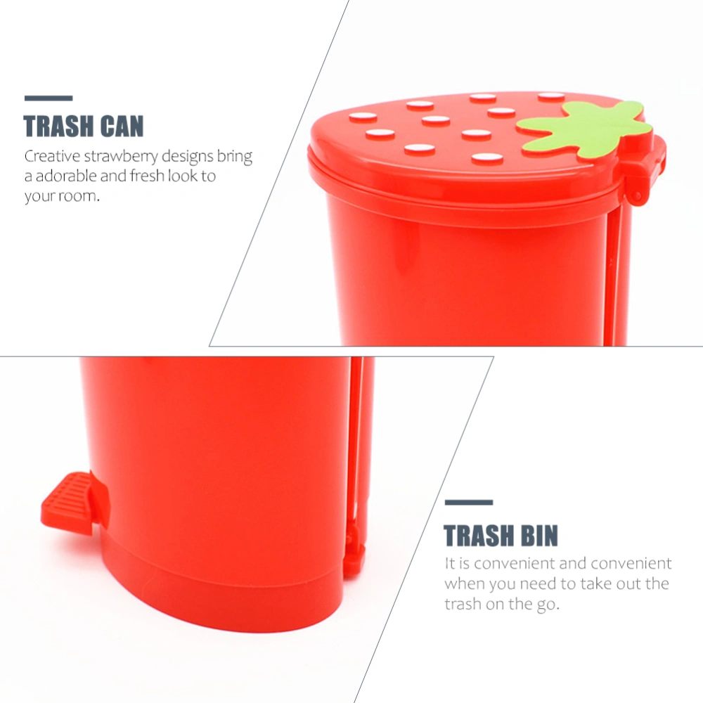 Adorable Strawberry Trash Bin Mini Home Desktop Garbage Storage Can Trash Holder