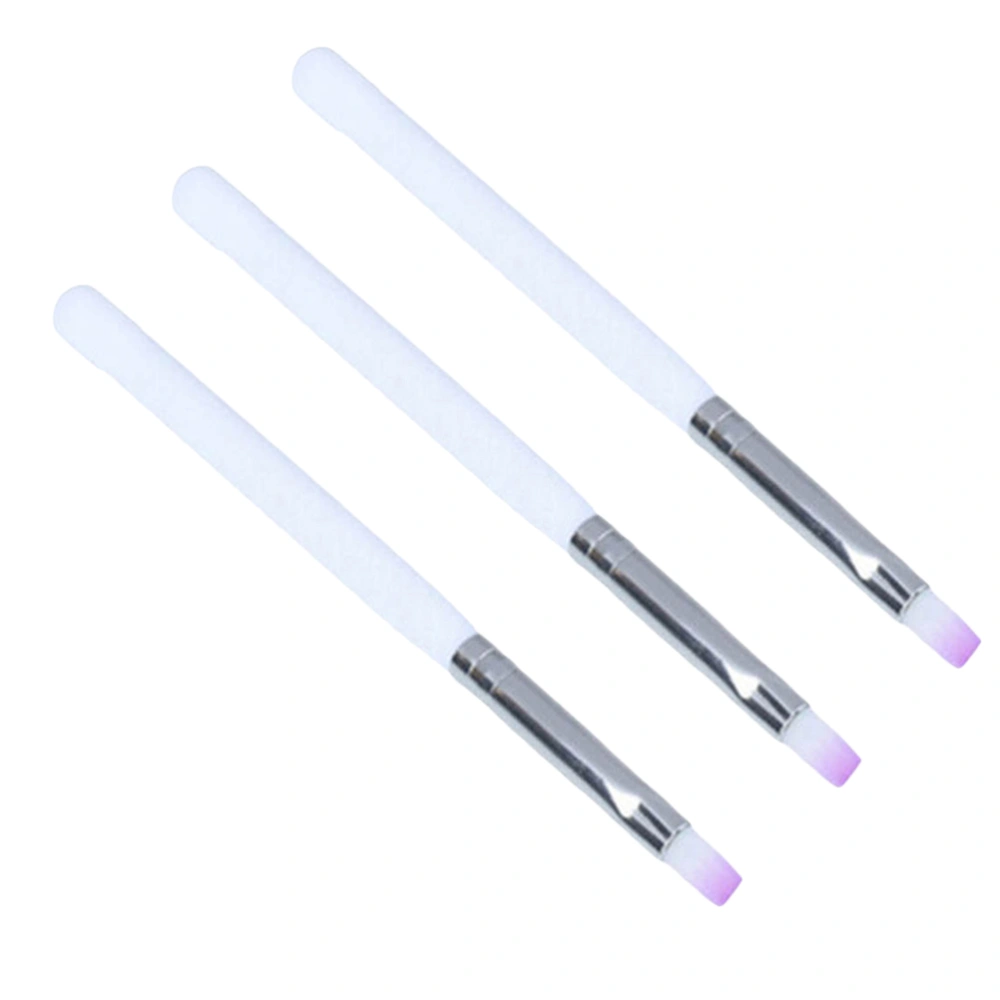 3pcs Nail Brush White Bar Violet Light Therapy Pen Flat Brush Light Therapy Nail Brush Gel Pen Nail Tools Drawing Brush Manicure Tool