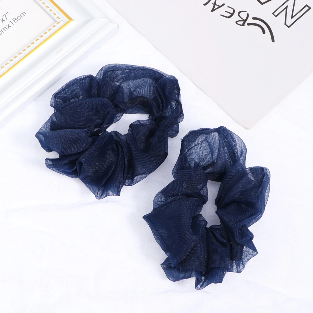 5pcs Yarn Hair Ties Colorful Simple Ponytail Holders Hair Ropes for Woman (Navy Blue)