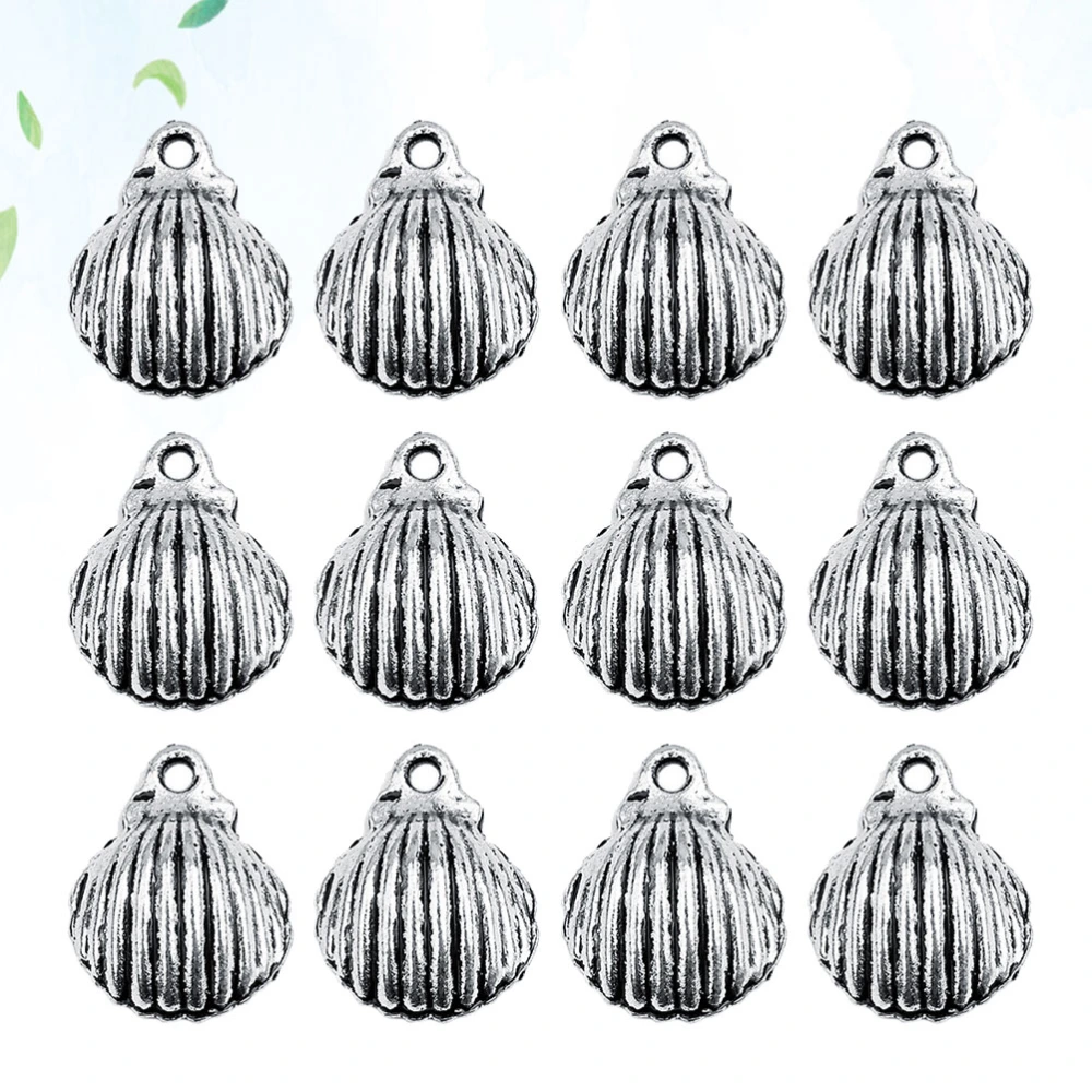 30 Pcs Medium Alloy Shell Hanging Pendant Accessories DIY Hanging Jewelry Earring Ornaments for Women Ladies (Silver)