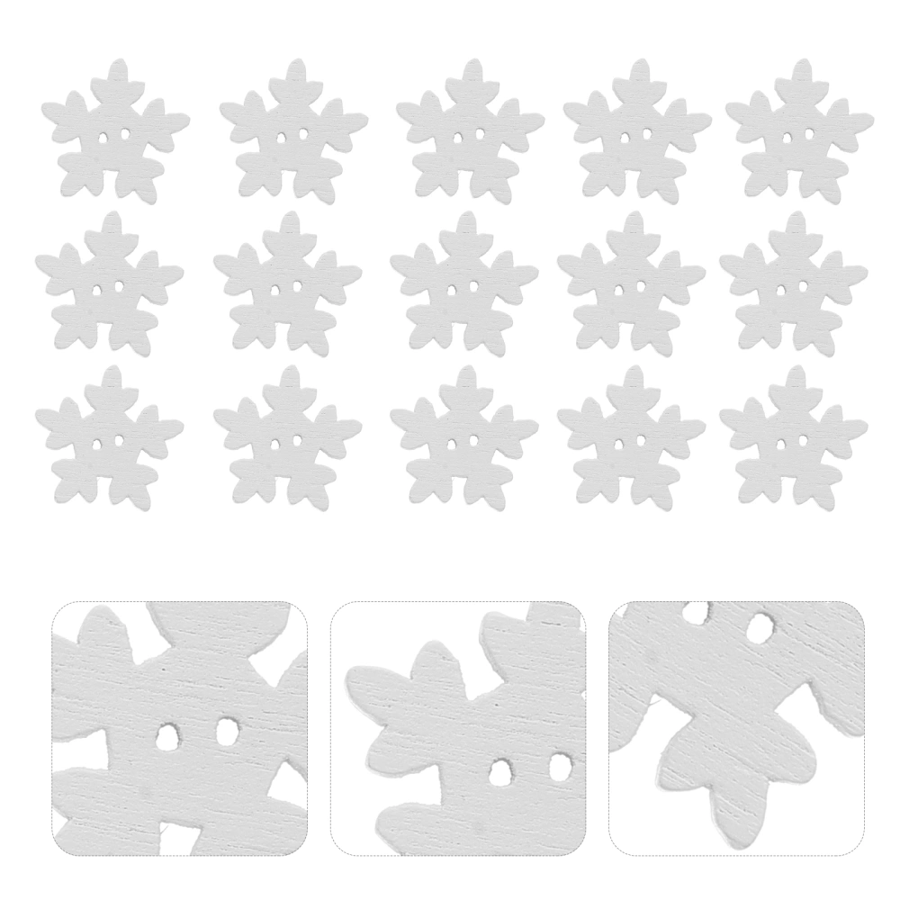 50pcs Christmas Holiday Wooden Collection Snowflakes Buttons Snowflakes Embellishments 18mm Creative Decoration