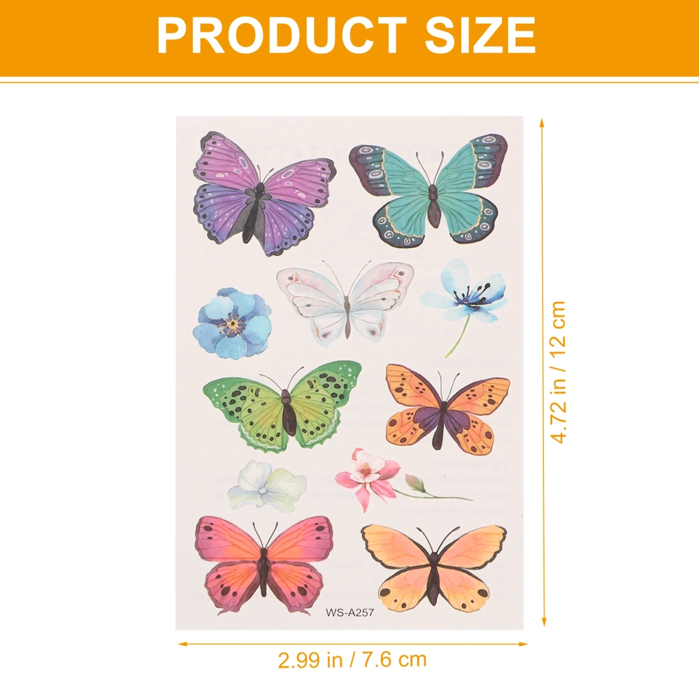 10 Sheets Butterflies Tattoos Stickers Body Decal Temporary Body Decals