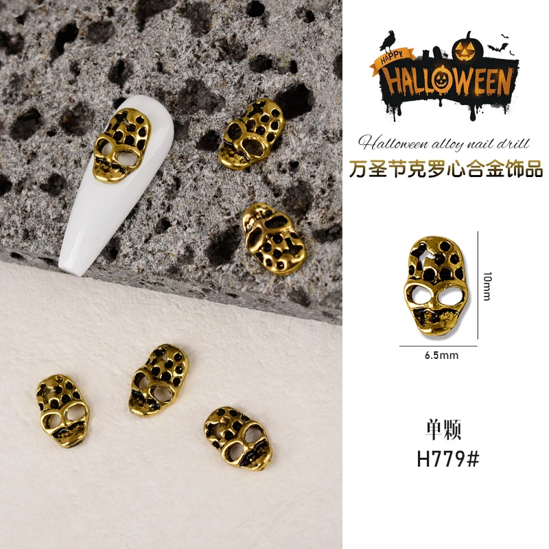 40pcs Skull Nail Charms Metal Nail Decals Vintage Manicure Decors for DIY Nail Tip