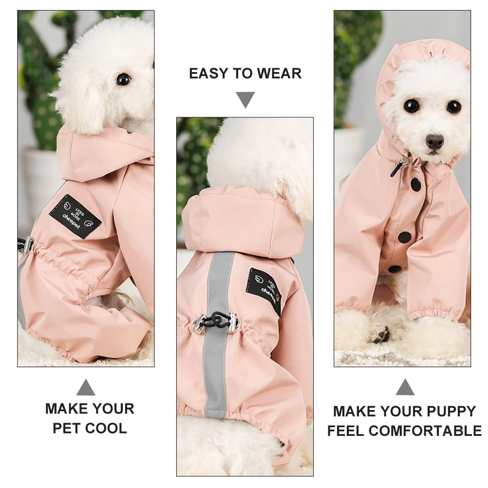 Windproof Dog Raincoat Reflective Dog Hoodie Adjustable Drawstring Pet Clothes