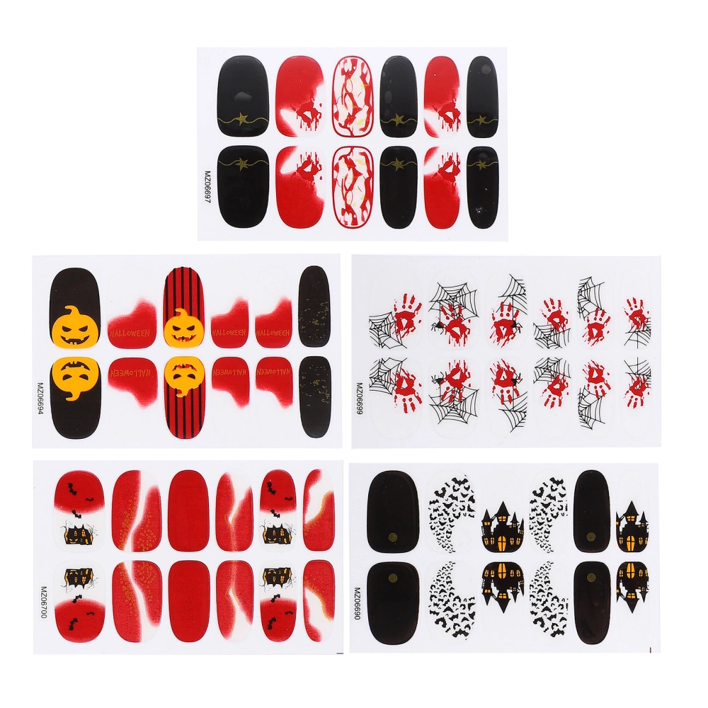 5 Sheets Nail Art Stickers Nail Self-Adhesive Decals Nail Art Accessories