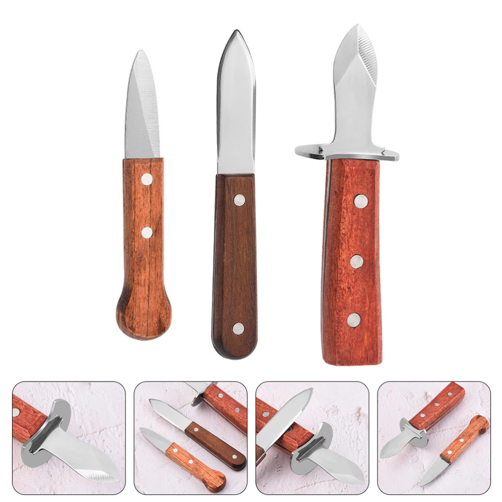 3Pcs Professional Oyster Openers Durable Seafood Openers Scallop Opening Tools (Random Style)