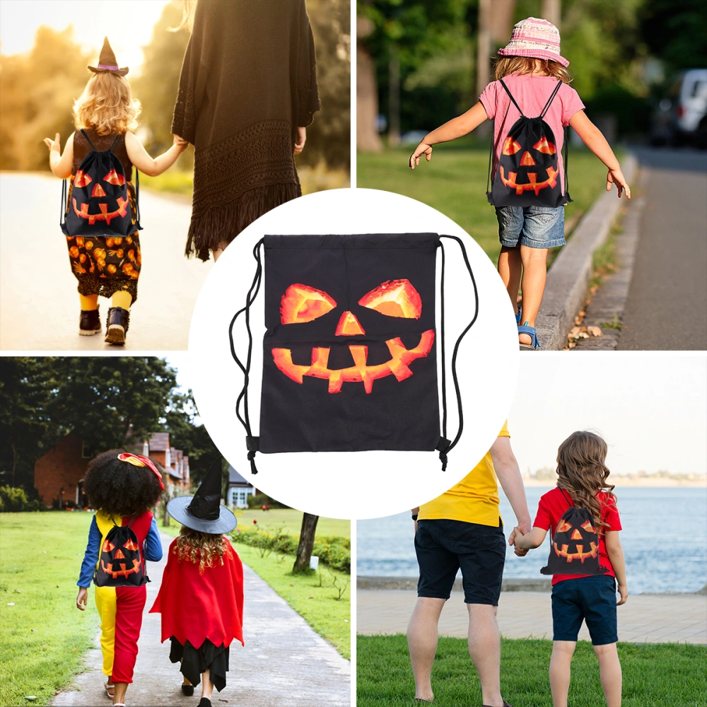 1 Pc Polyester Halloween Pattern 3D Printing Outdoor Drawstring Backpacks