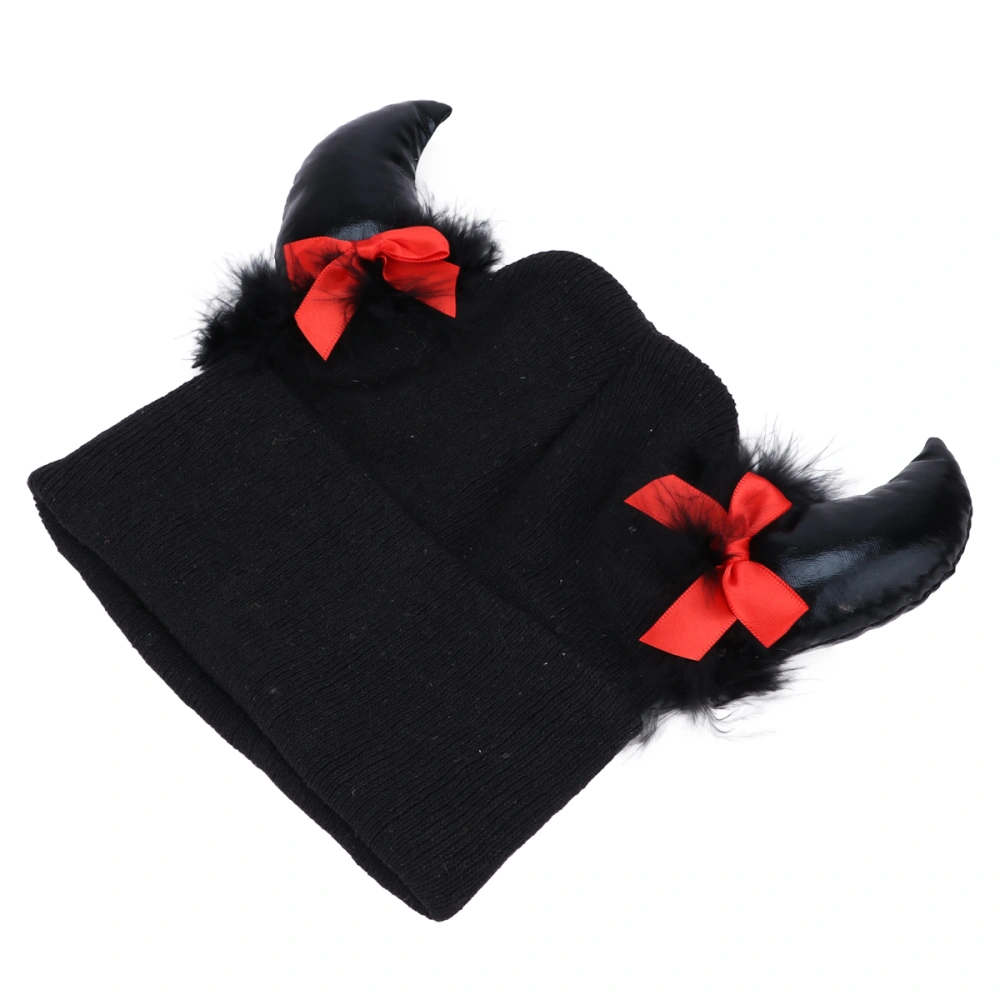 1Pc Halloween Props Adornment Knitting Hat Masquerade Decorate Hat (Black)