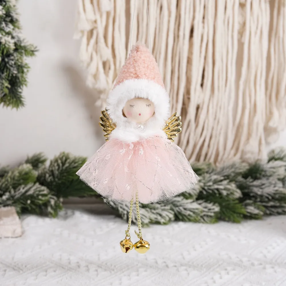 4pcs Christmas Tree Pendants Plush Angel Pendant Plush Doll Decoration Angel Doll Hanging Decor