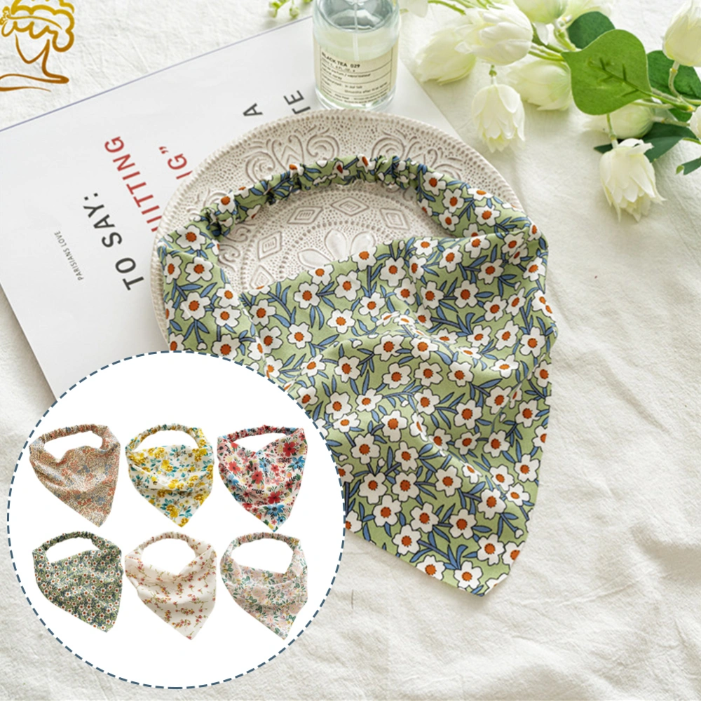 6Pcs Floral Hair Scarf Headbands Elastic Head Kerchief Floral Prints Headbands