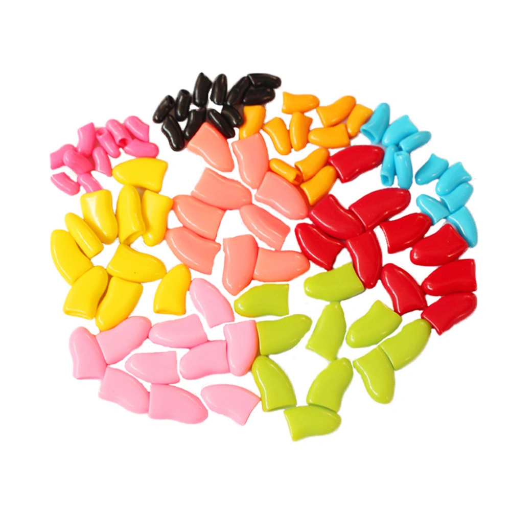 140pcs/7 Sets Pet Nail Caps Lovely Pet Claw Cover Paw Claw Control Nail Protector for Cat Size XS (Random Color)