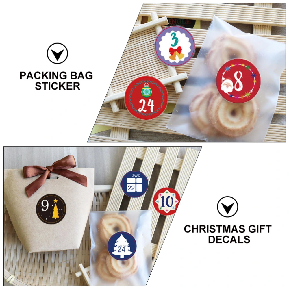 4 Sheets Christmas Number Candy Gift Bag Seal Stickers Adhesive Gift Stickers