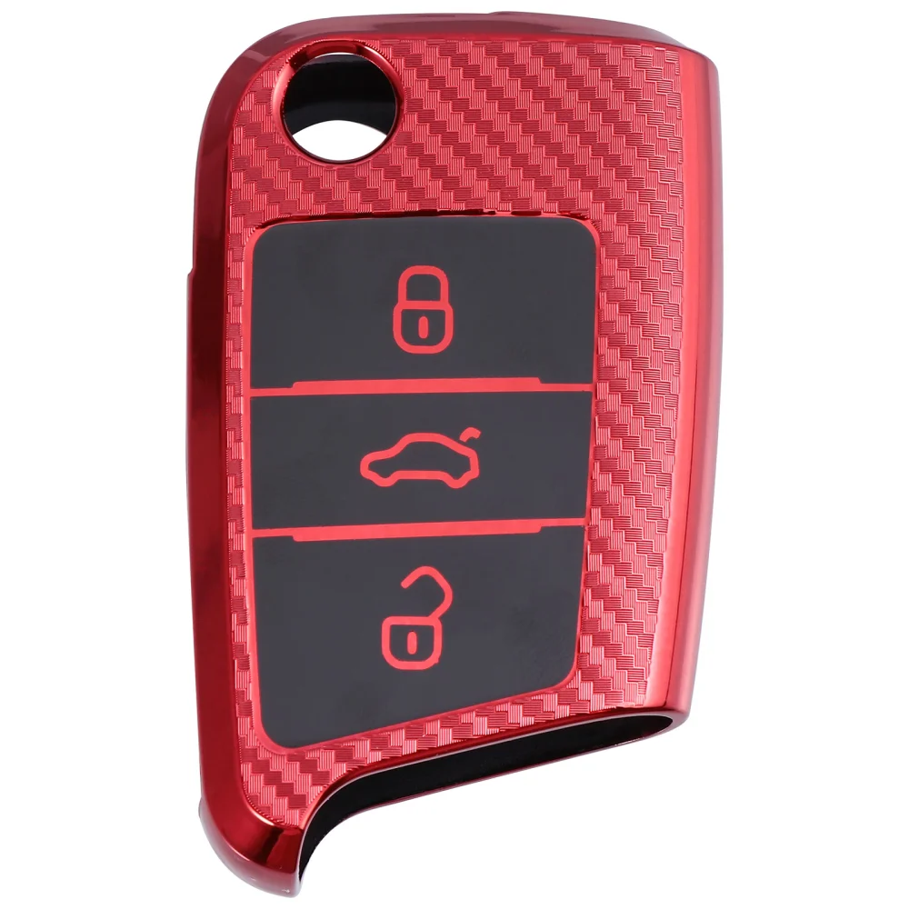 1pc Durable Fiber Auto Key Protective Case Practical Car Key Protector