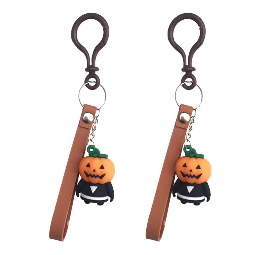 2pcs PVC Halloween Key Chain Cartoon Silicone Bag Pendant Keychain (Orange)