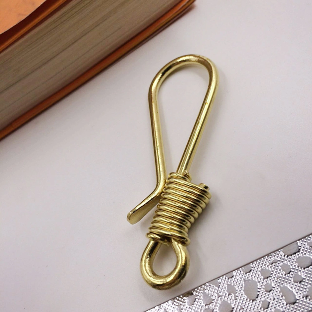 1PC Brass Keyring Hooks Manual Key Chain Hook Buckle Pure Copper Winding Keychain Hook Handicraft Accessories for Home (Golden Size S)