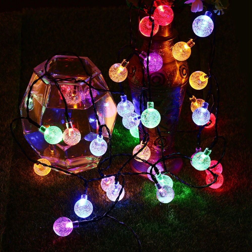 7M 50LED Crystal Ball Solar String Lights Christmas Fairy Garden Lights for Outdoor Home Lawn Patio Party and Holiday Decorations (Warm White Light)50LED Crystal Ball Solar String Lights Christmas Fairy Garden Lights for Outdoor Home Lawn Patio Party