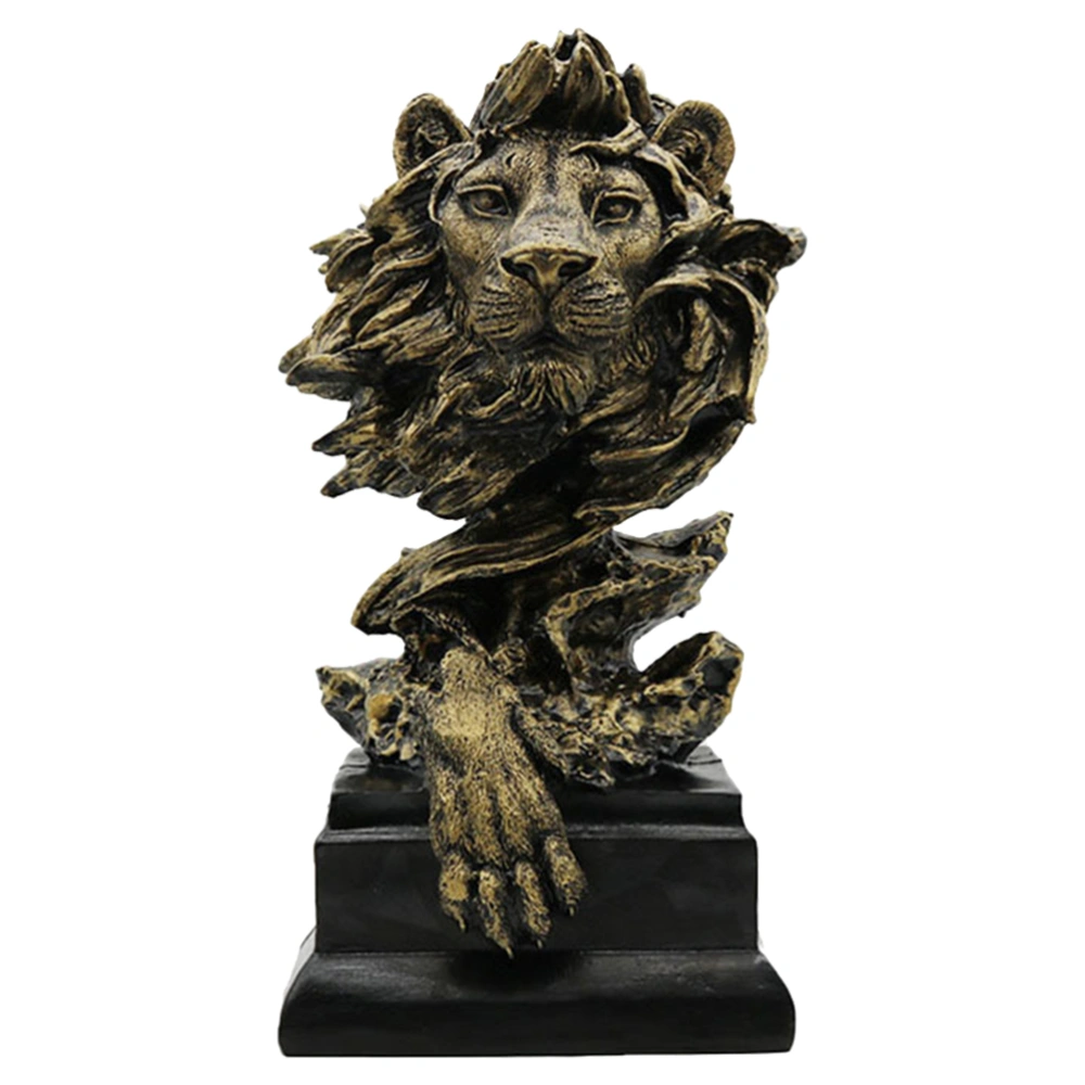 Creative Craft Decoration Beautiful Animal Craft Decoration Lion Statue Adornment for Home Office (Vintage Golden)