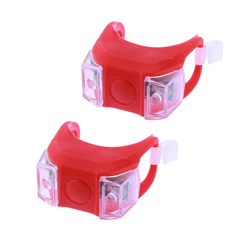 2 PCS LED Front Light Silicone Bike Rear Light Tail Lamp Waterproof Cycling Flash Safety Light MTB Accessories (Red)