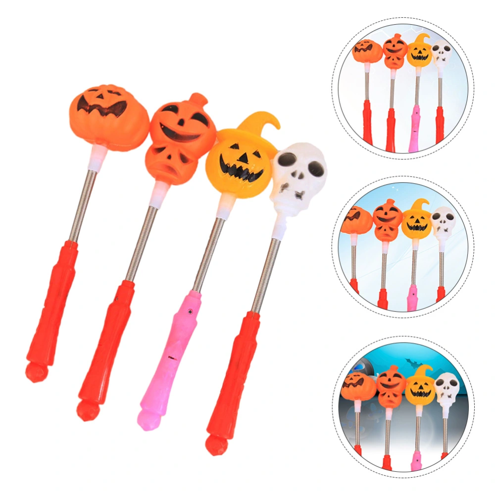 6pcs Halloween Glowing Hand Sticks Pumpkin Skull Flashing Wand Halloween Prop