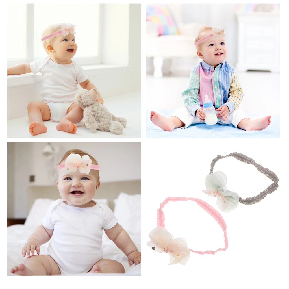 2pcs Baby Bow Headband Lovely Newborn Hairband Chic Baby Bowknot Headdress