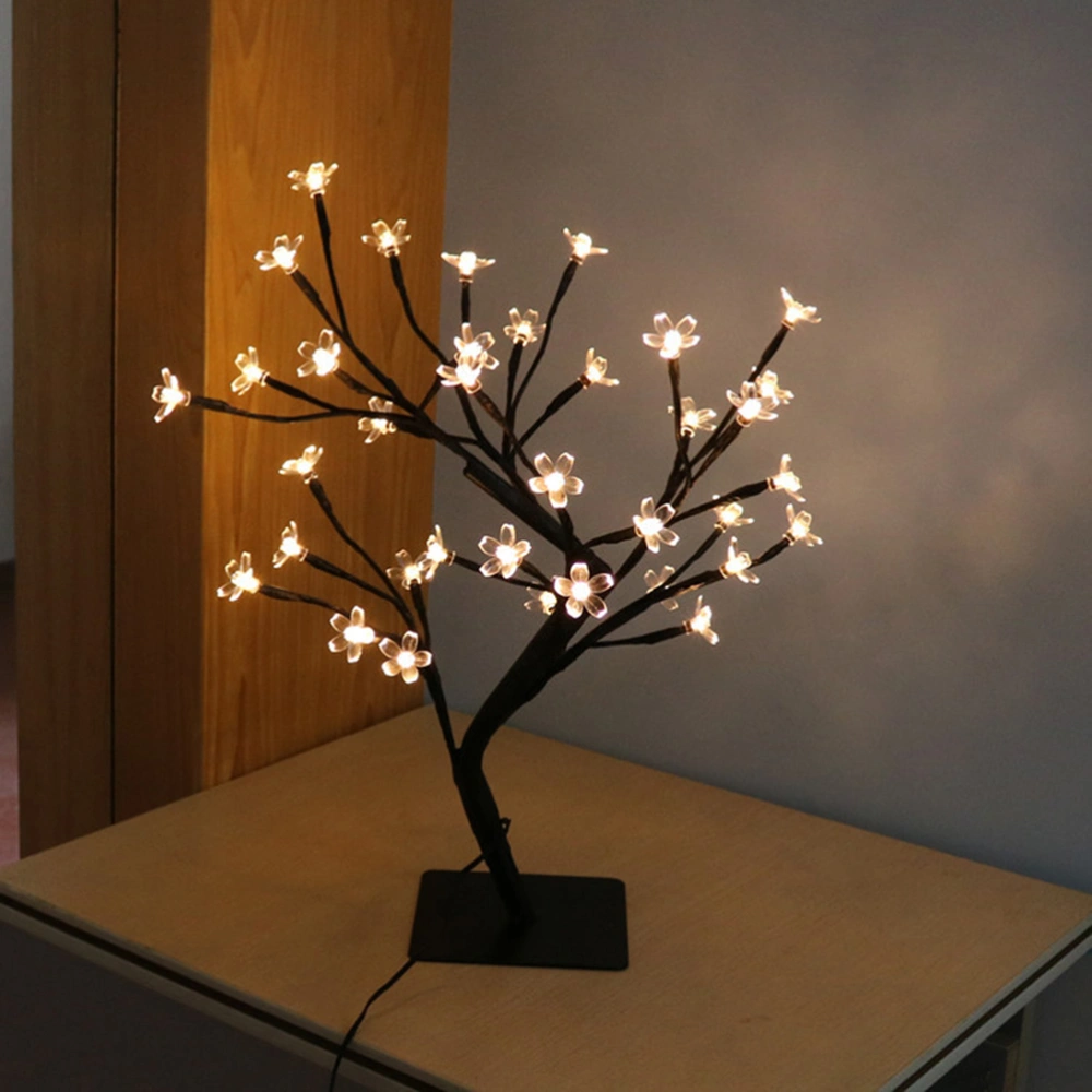 36 LED Decorative Cherry Tree Light Cherry Blossom Bonsai Light Lamp Desk Tree Light for Home Wedding Decoration with EU Plug (Warm White Light)