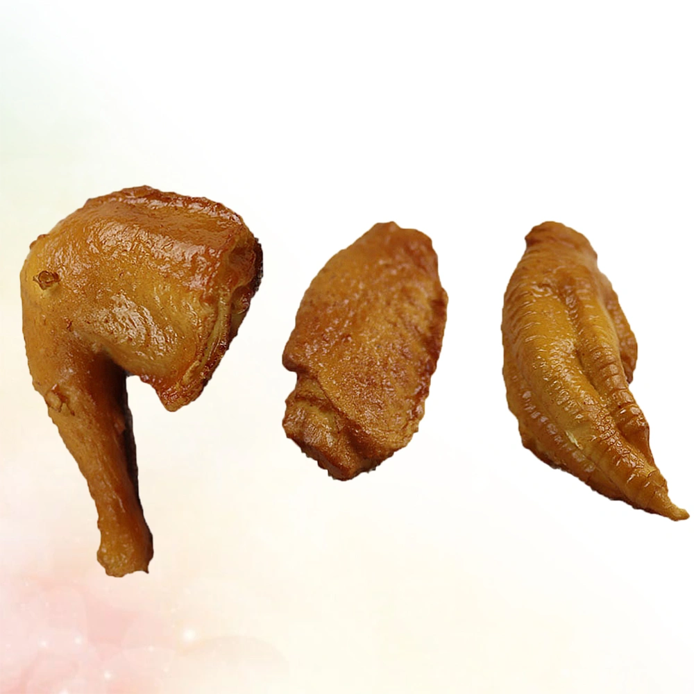 3Pcs Simulation Food Decorative Food Model Drumstick Model Fake Chicken Feet Wing Middle Joint Model