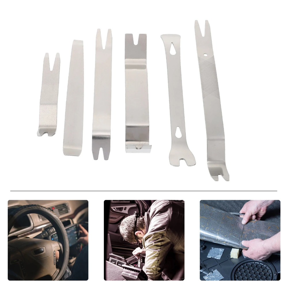 6Pcs Steel Pry Bar Car Audio Disassembly Installation Crowbar Auto Wrecking Bar