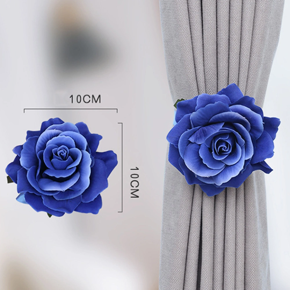 Curtain Flower Strap Curtain Tieback Strap Magnetic Holdback Holder Tieback Strap Hanging Ball Clip Curtain Buckle Hooks StrapsTying Drape Clips Binding Rope for Home Window Decor(Royal Blue)