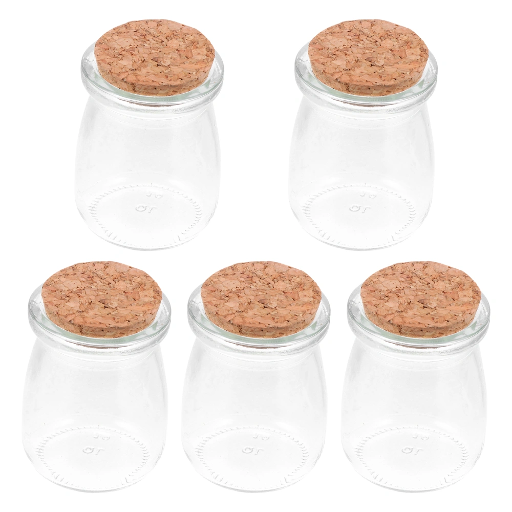 5pcs Small Pudding Wishing Bottles Transparent Glass Jars Corked Drift Bottles