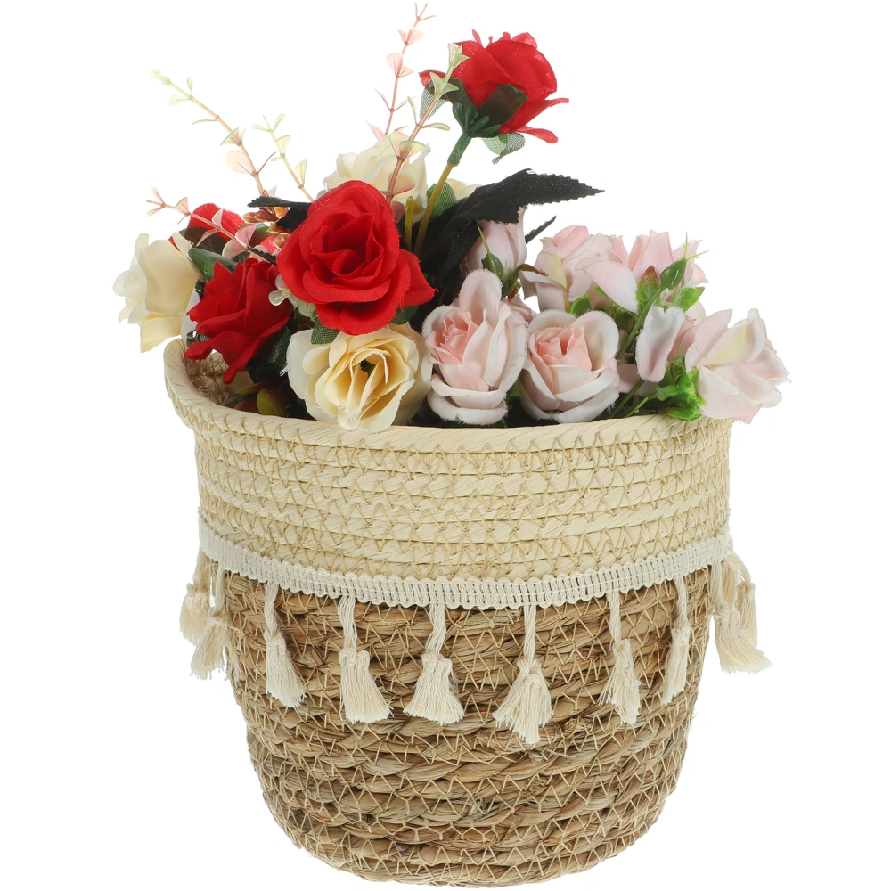 Macrame Basket Desktop Organizer Box Sundry Toy Storage Case Woven Storage Box