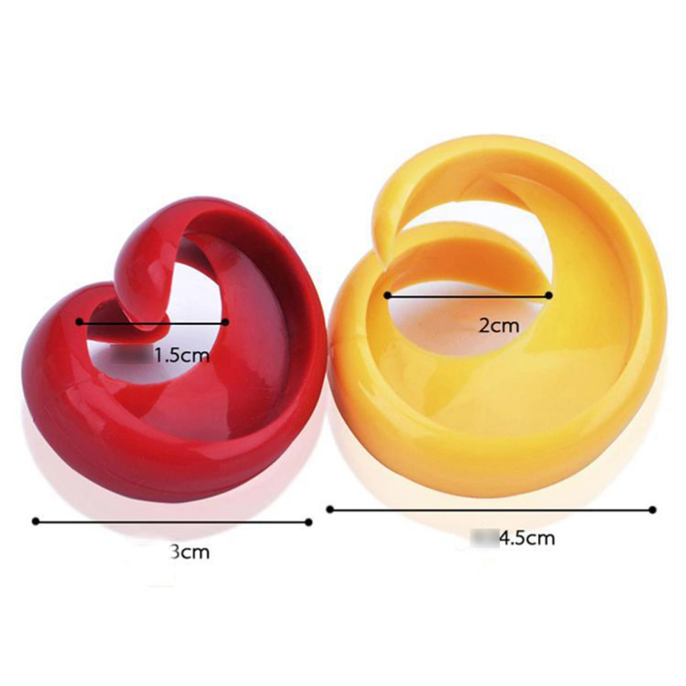 4 Pcs Manual Fancy Sausage Cutter Spiral Barbecue Hot Dogs Cutter Slicer Kitchen Cutting Auxiliary Gadget Fruit Vegetable Tools (Yellow + Red)