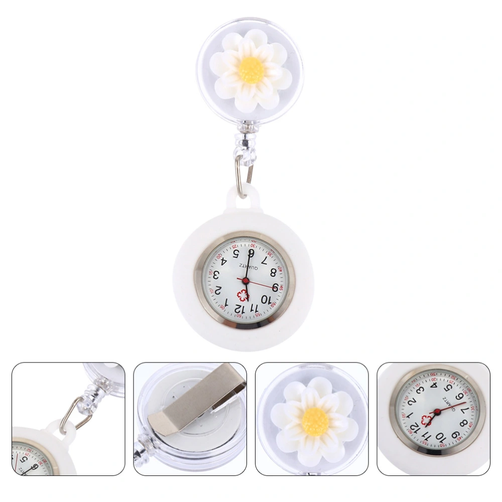 Silicone Camellia Badge Watch Lovely Cartoon Flower Clip-on Nurse Watch Gift