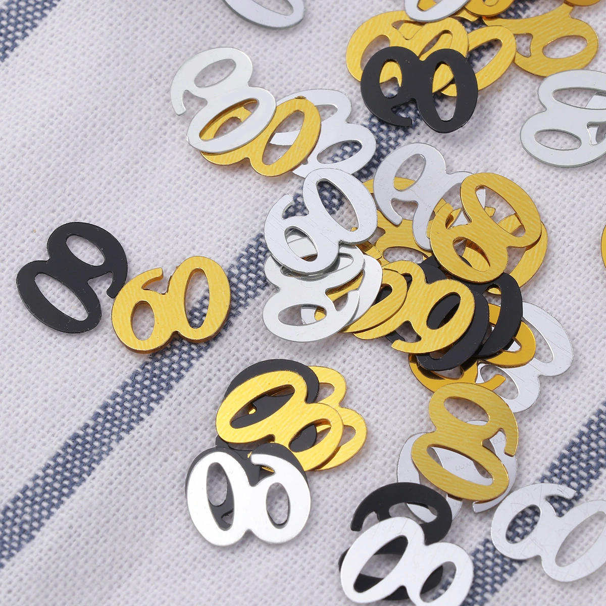 1200pcs Number 60 Sequins Confetti Party Supplies Table Confetti Decoration for Birthday Anniversary (Golden, Silver, Black)