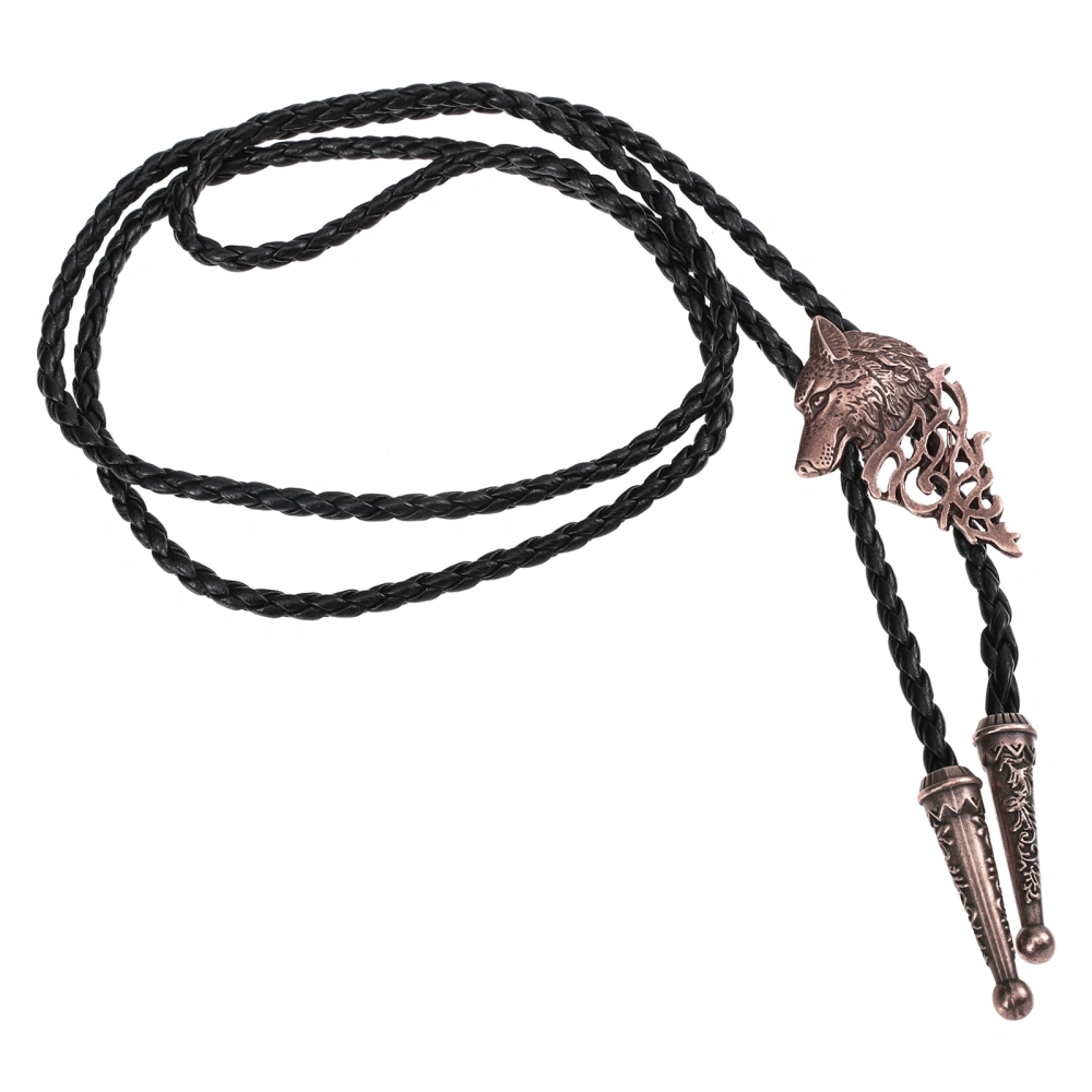 Creative Wolf Head Bolo Tie Cool Male Neck Chain Wolf Head Neck Pendant