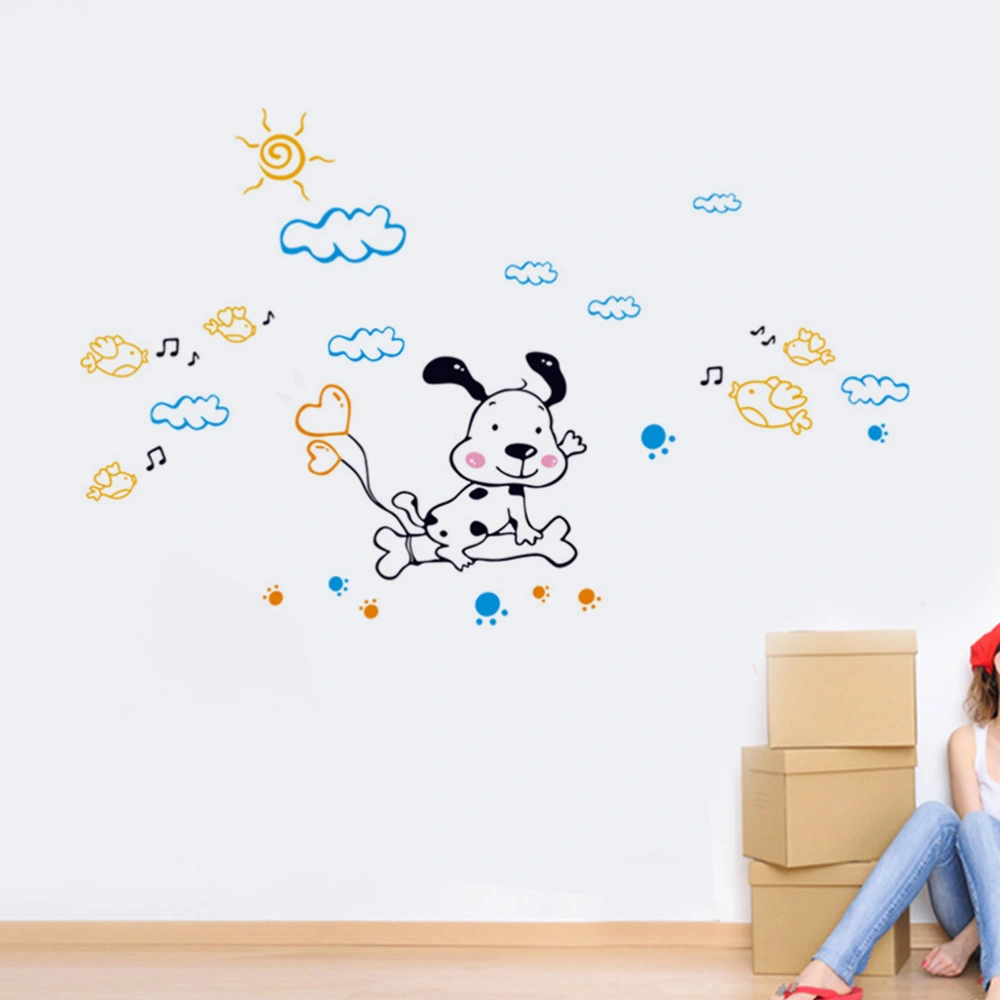 PVC Hand-painted Style Wall Sticker Animal Self-adhesive Painting Waterproof Decoration Stickers for Children's Room Porch Corridor Wall Background - Little Dog