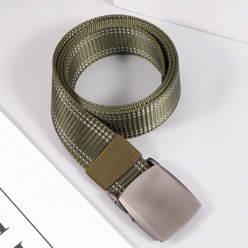 1Pc Canvas Belt Lightweight Waist Band Plastic Buckle Adjustable Ourdoor Training Waist Webbings(Green)