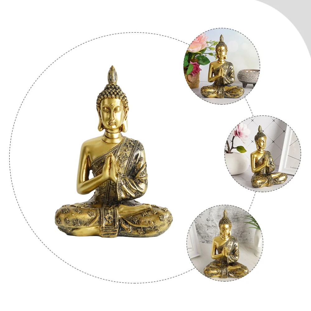 1Pc Home Resin Decor Sitting Buddha Ornament Religious Style Culture Decoration