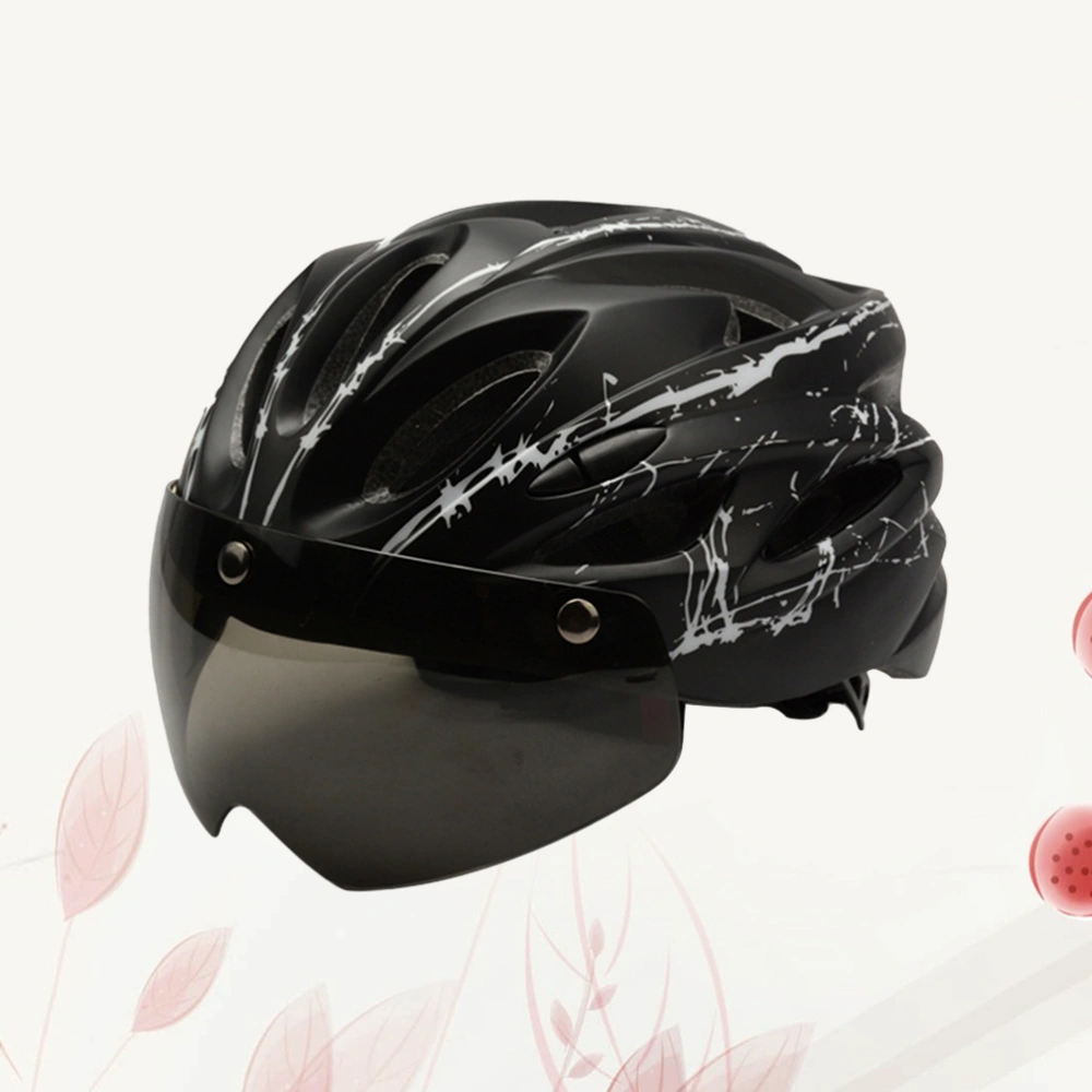 Windproof Helmet Safety Riding Caps Breathable Mountain Road MTB Bike Helmets with Cycle Glasses Removable Lens