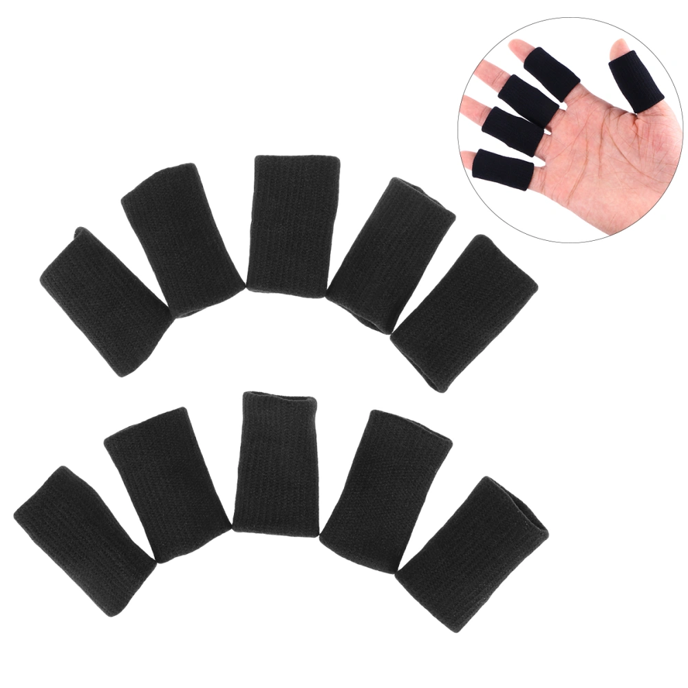 10pcs Finger Sleeves Support Breathable Elastic Thumb Brace Protector for Basketball Volleyball Baseball Badminton Tennis Boating (Black)