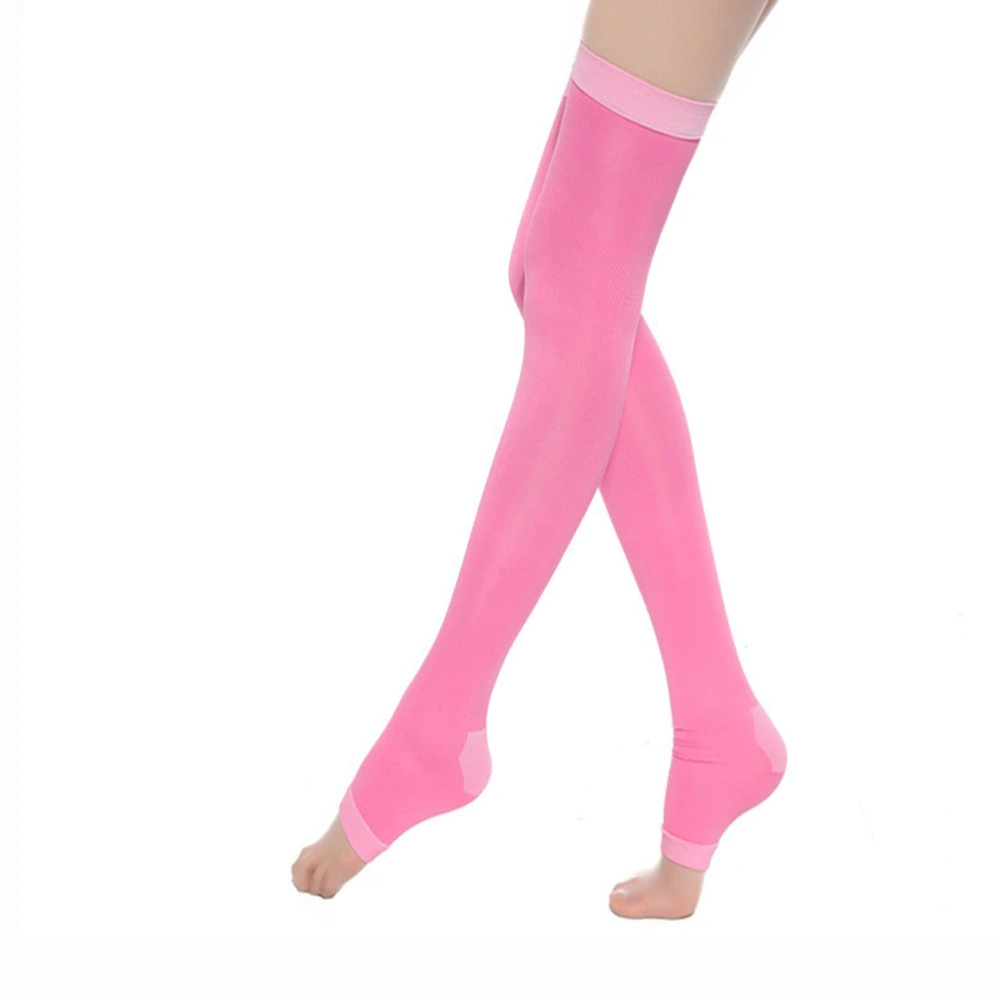 1 Pair Lady Shape Stockings Genuine 420D Sleep Stockings Skinny Leg Pressure Stocking Fat Burning Stovepipe Legs Elastic Stockings (Pink)