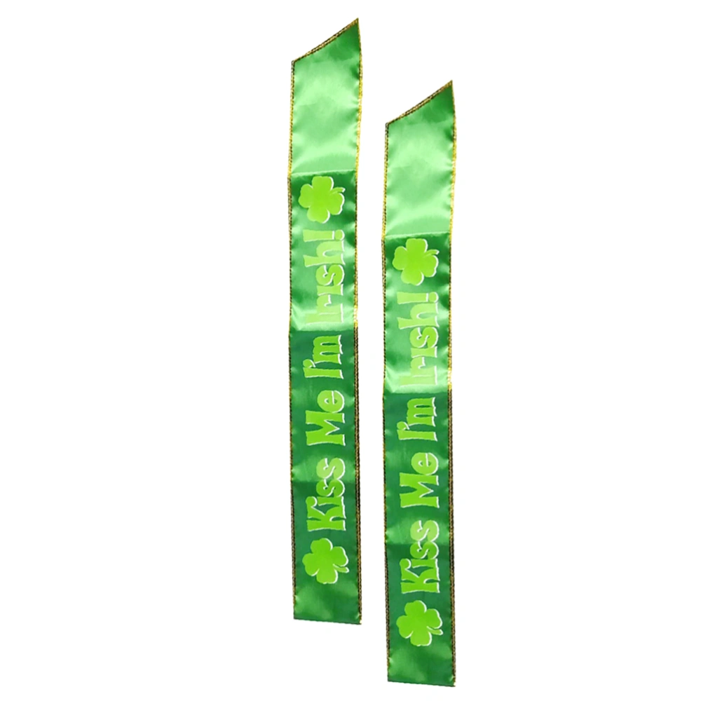 2PCS Double-layer Shoulder Strap Party Etiquette Sash Decor Green Phnom Penh Holiday Etiquette Belt Cloth Party Sash for Party Home