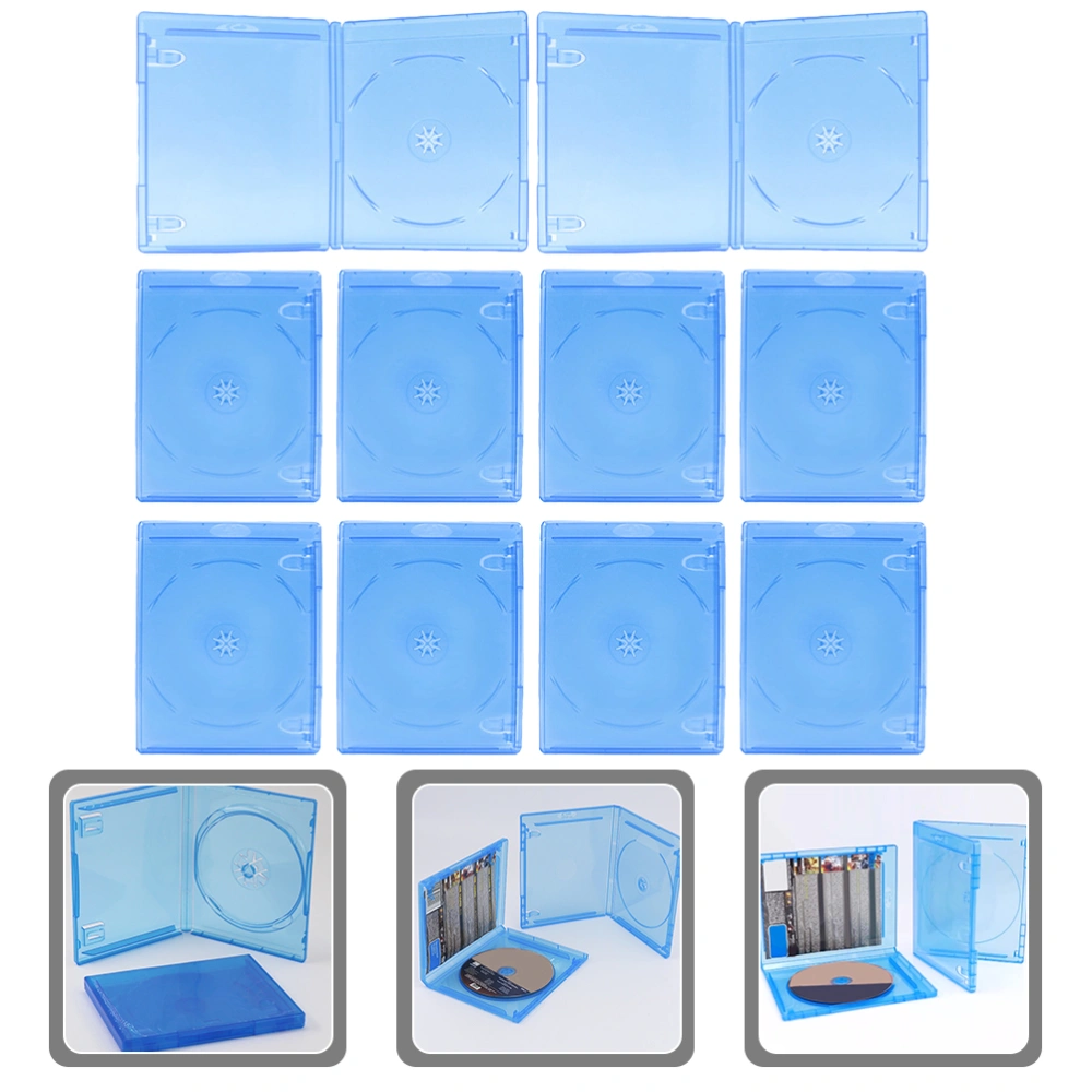 10pcs Single CD Jewel Cases DVD Cases Plastic DVD Holders CD Storage Cases Blue