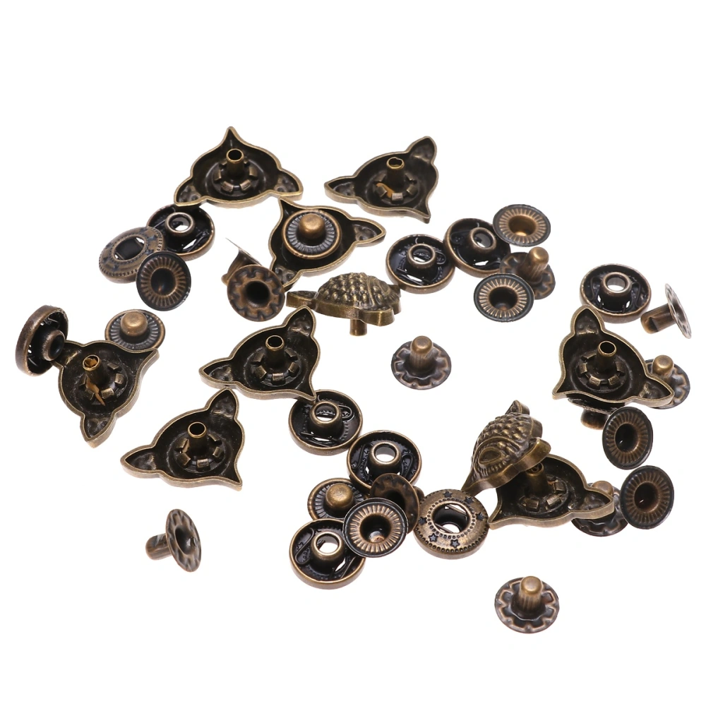 10 Sets Zinc Alloy Retro Head Shape Snap Button Costume Bag Buckle Fittings Clasp Button Craft with Base Accessories (Bronze)