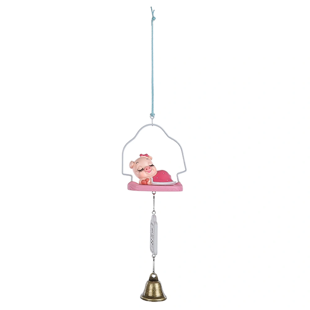 1pc Cartoon Pig Aeolian Bells Sweet Sleeping Pig Wind Chime Pendant Wind Bells Decor (Pink)