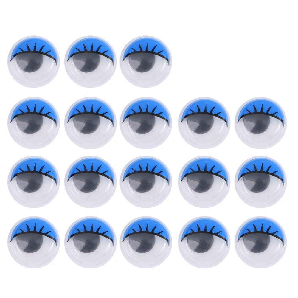 100Pcs 10mm Eyelashes Wiggly Wobbly Googly Eyes for Toys DIY Craft Decor (Blue)