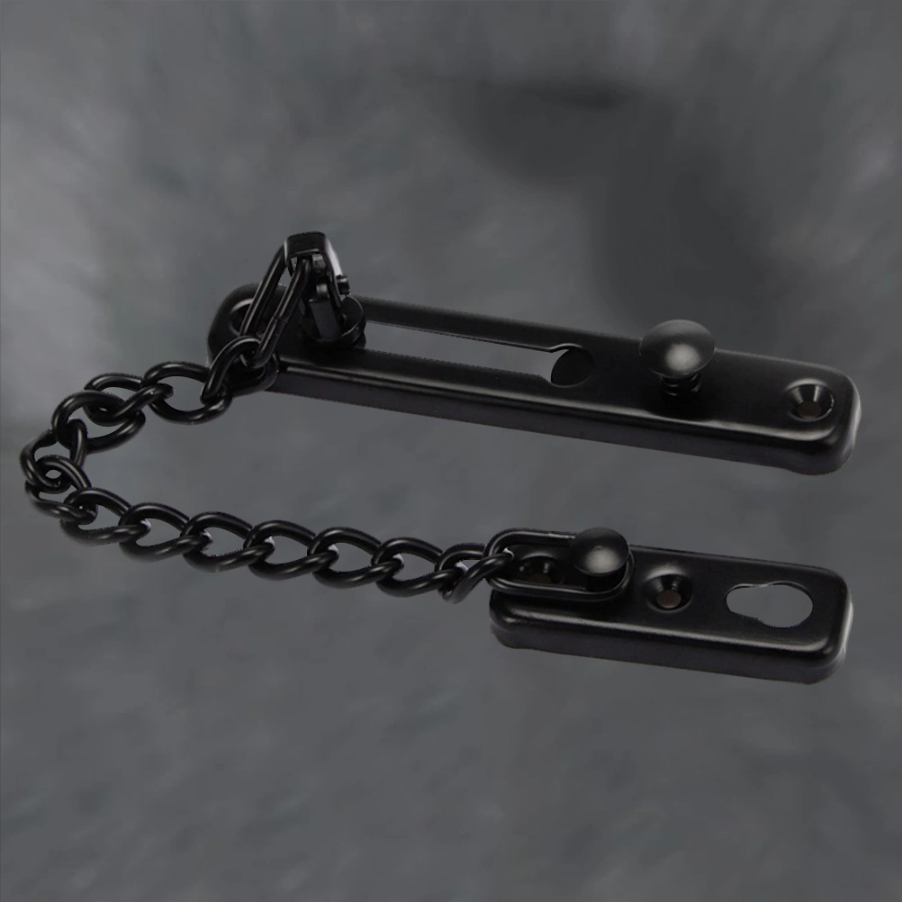 Chain Door Lock Stainless Steel Security Door Chain Guard Latch Lock for Home Hotel (Black)