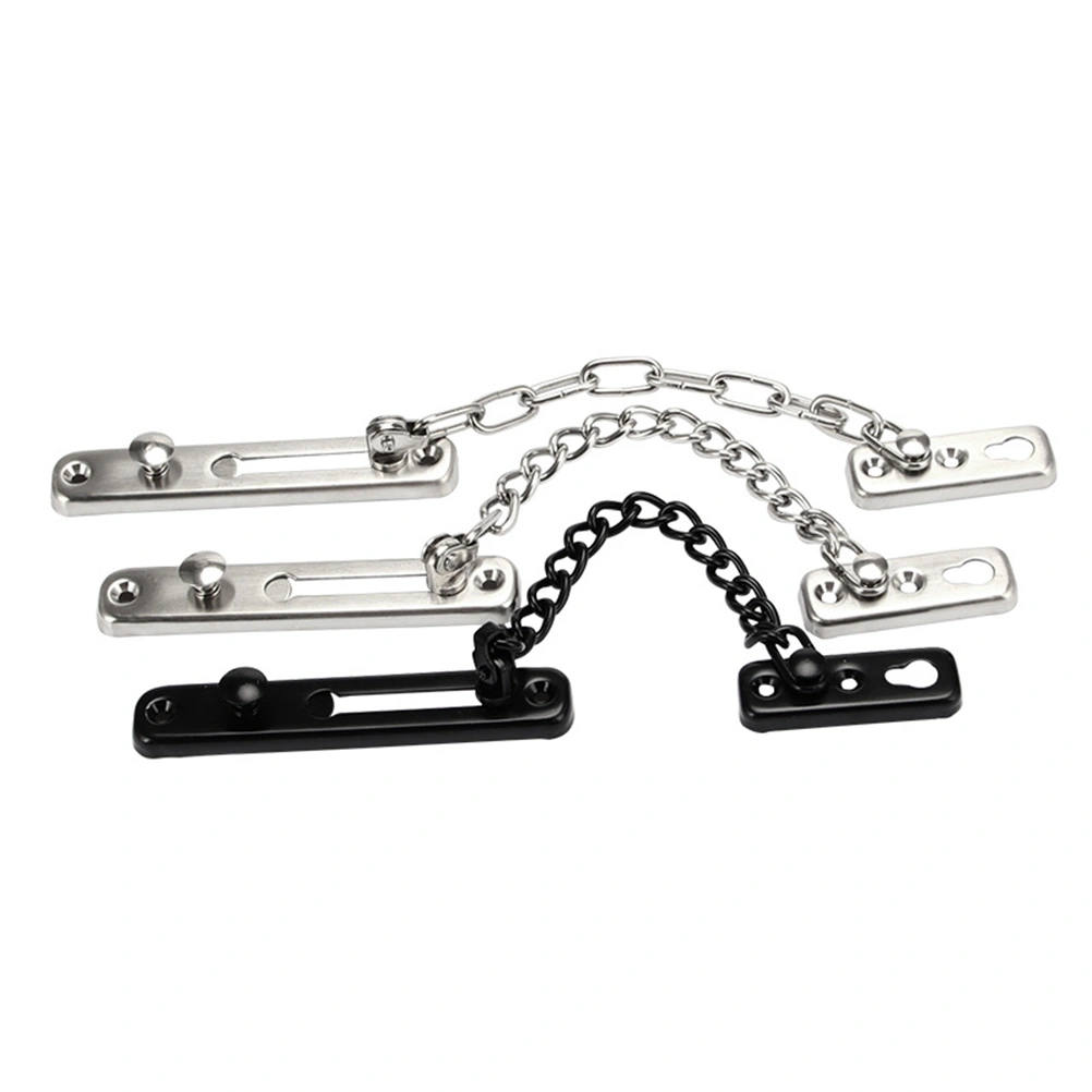Chain Door Lock Stainless Steel Security Door Chain Guard Latch Lock for Home Hotel (Black)